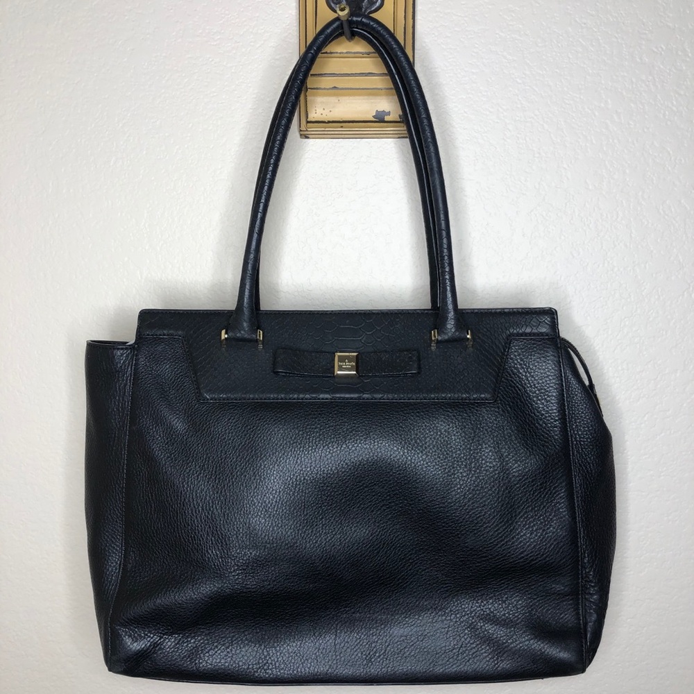 kate spade Black Leather Tote Bag with Gold Hardware